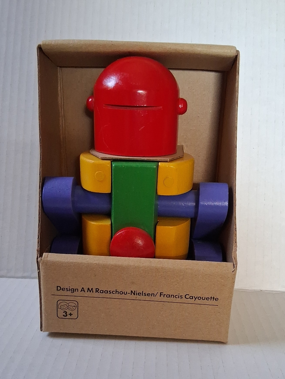 Vintage Ikea Mula Colorful Painted Wooden Robot Puzzle Stacking Toy New